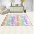 WellLee Area Rug,Cute Unicorns Silhouette On Rainbow Striped Pattern Floor Rug Non-Slip Doormat for Living Dining Dorm Room Bedroom Decor 31x20 Inch