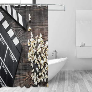 WellLee Movie Clapboard on The Wooden Retro Home Decor Polyester Bathroom Shower Curtain Set with Hooks 60W X 72L Inches