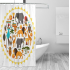 WellLee African Art Home Decor Shower Curtain Set by, Ancient Ethnic Egyptian Tribal Art African Women Elephant Lion Giraffe,Polyester Bathroom Shower Curtain Set with Hooks,60W X 72L Inches,Gold